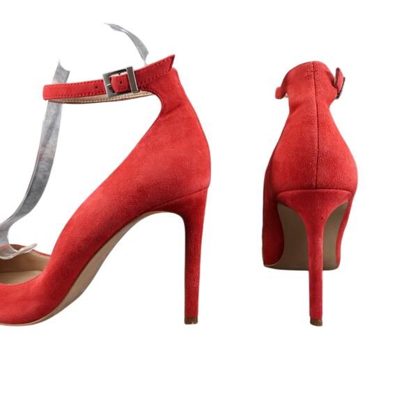 Charles David Shoes Womens 9 Pumps Ankle Strap Suede Red Pointed Toe Formal Sexy - Picture 8 of 16